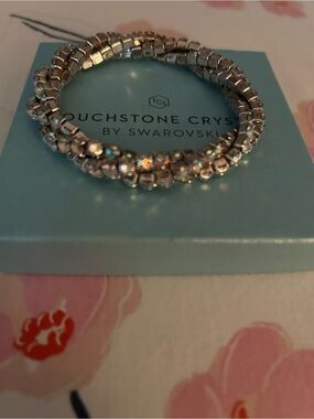 Touchstone Crystal Silver Aurora Crystal Coil Bracelet